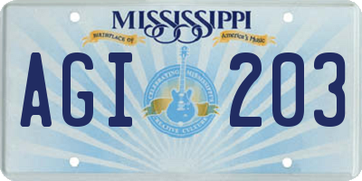MS license plate AGI203
