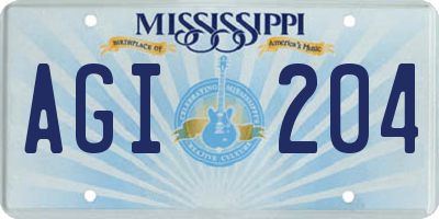 MS license plate AGI204
