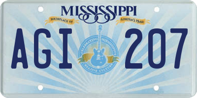 MS license plate AGI207