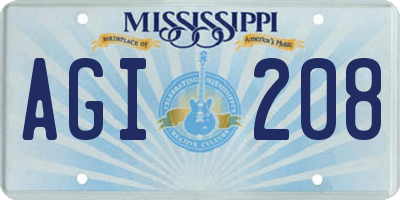 MS license plate AGI208