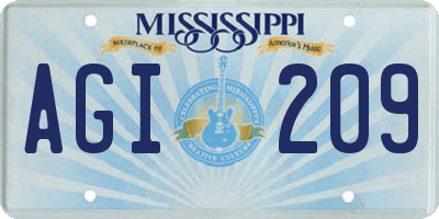 MS license plate AGI209