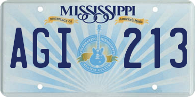 MS license plate AGI213