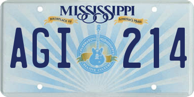 MS license plate AGI214