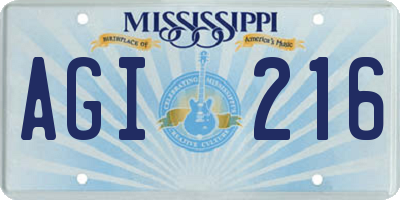 MS license plate AGI216