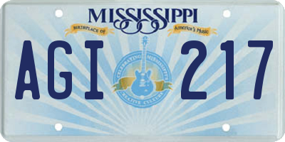 MS license plate AGI217