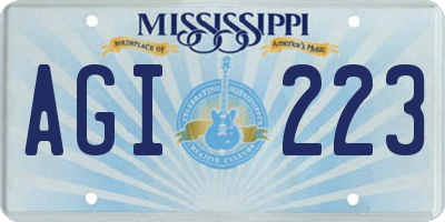 MS license plate AGI223