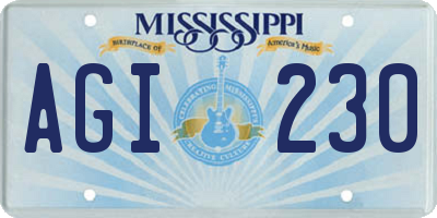 MS license plate AGI230