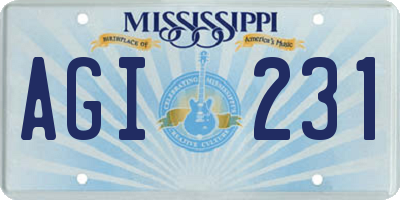 MS license plate AGI231