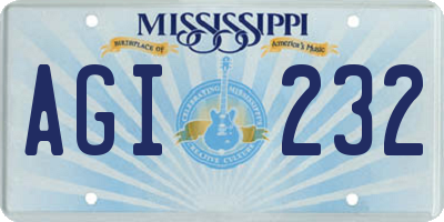 MS license plate AGI232