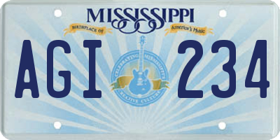 MS license plate AGI234