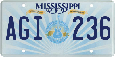 MS license plate AGI236