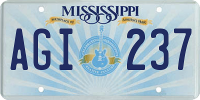 MS license plate AGI237