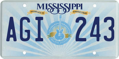 MS license plate AGI243