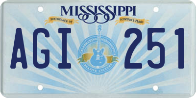 MS license plate AGI251