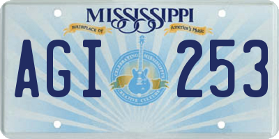 MS license plate AGI253