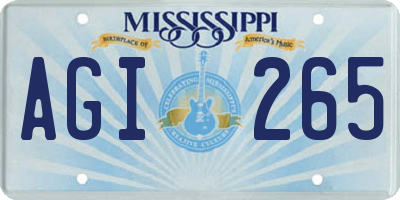 MS license plate AGI265