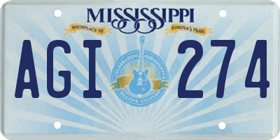 MS license plate AGI274