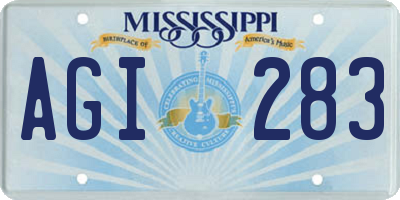 MS license plate AGI283