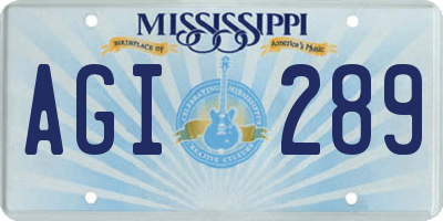 MS license plate AGI289