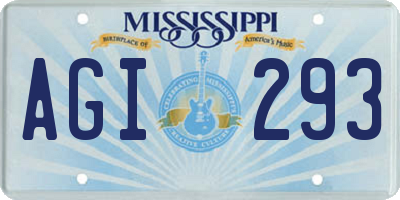 MS license plate AGI293