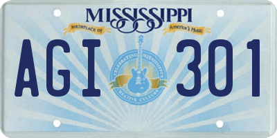 MS license plate AGI301