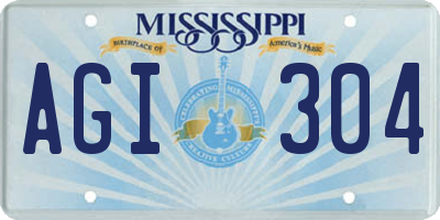 MS license plate AGI304