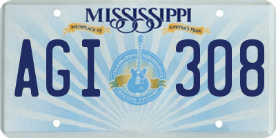 MS license plate AGI308