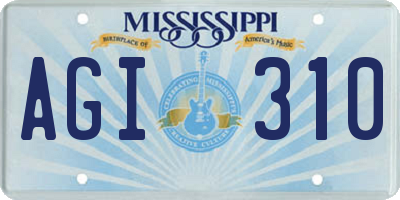 MS license plate AGI310