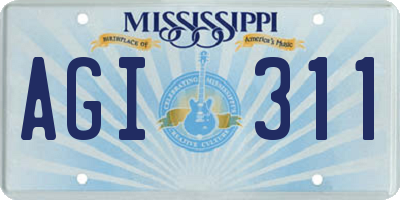 MS license plate AGI311