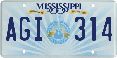 MS license plate AGI314