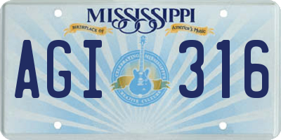MS license plate AGI316
