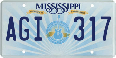 MS license plate AGI317