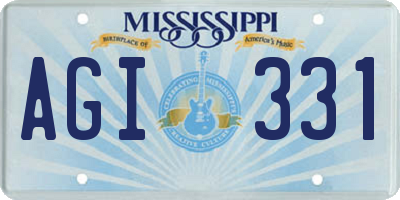 MS license plate AGI331