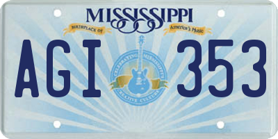MS license plate AGI353