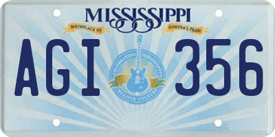 MS license plate AGI356