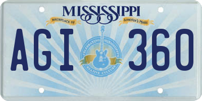 MS license plate AGI360