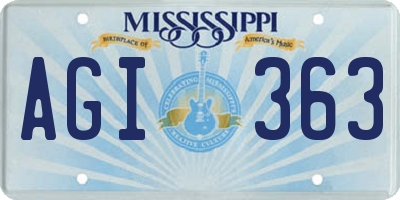 MS license plate AGI363