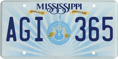 MS license plate AGI365