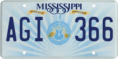 MS license plate AGI366