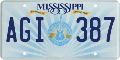 MS license plate AGI387