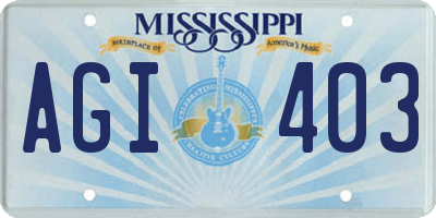 MS license plate AGI403