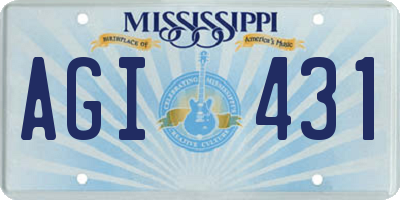 MS license plate AGI431
