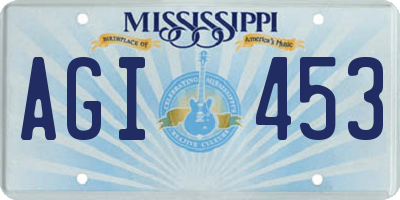 MS license plate AGI453