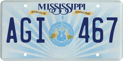 MS license plate AGI467