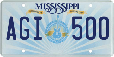 MS license plate AGI500