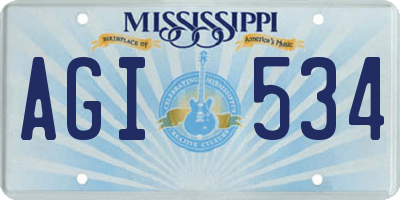 MS license plate AGI534