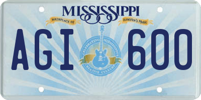 MS license plate AGI600
