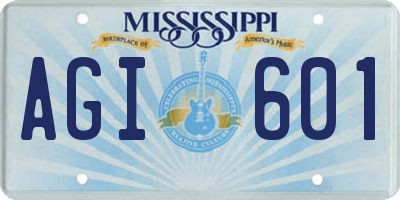MS license plate AGI601