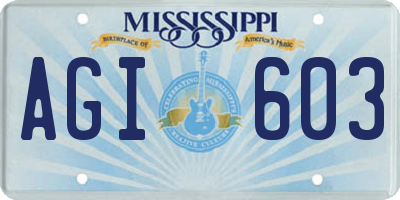 MS license plate AGI603