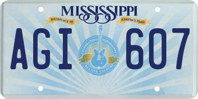 MS license plate AGI607